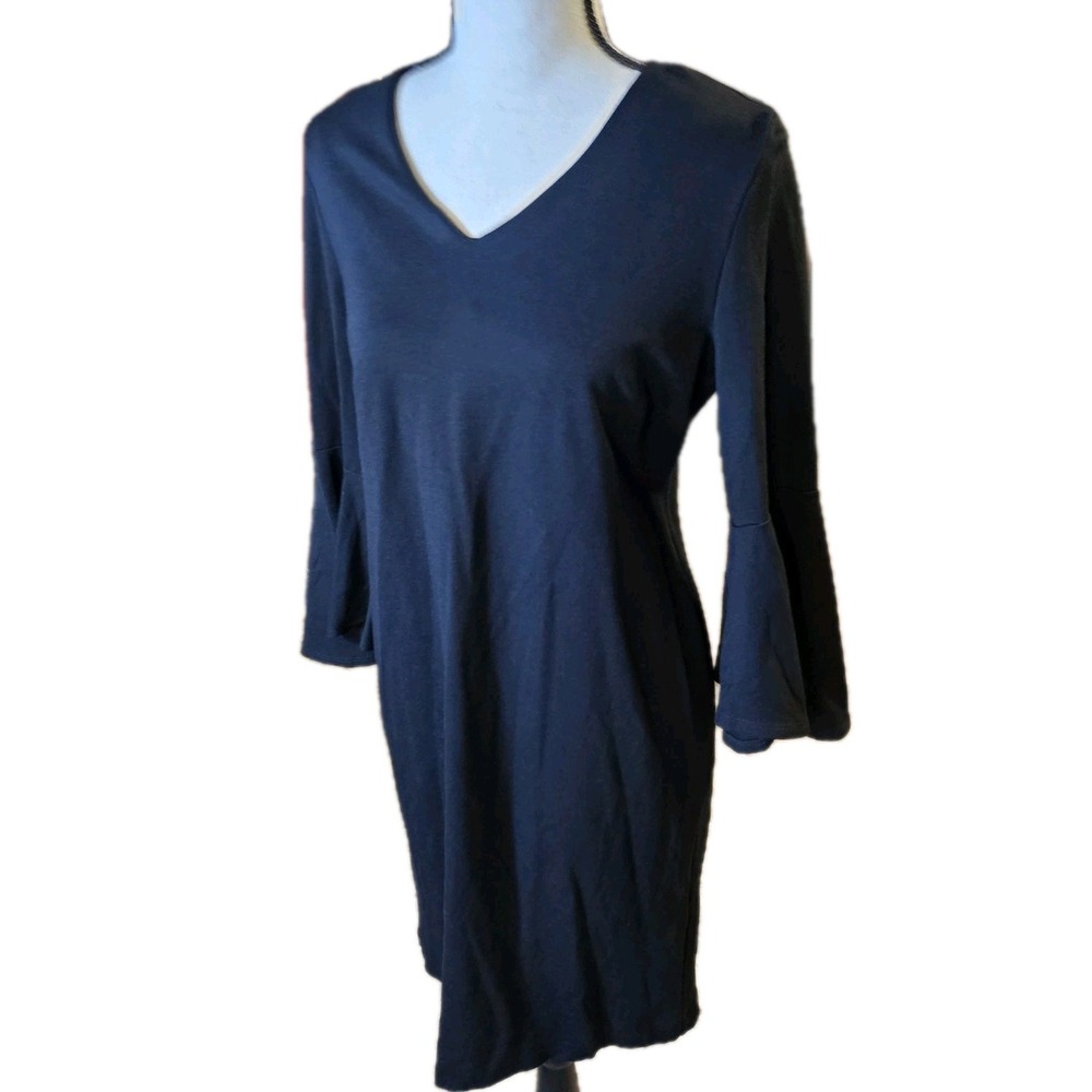 Chico's Sheath Dress Ponte Flare Sleeve V-Neck Black Sz 00 US 2 Casual Workwear